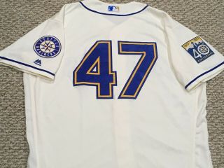 Pazos 47 Size 50 2017 Seattle Mariners Home Cream Game Jersey 40th Mlb