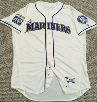 PAZOS 47 size 50 2017 Seattle Mariners Home Cream game jersey 40TH MLB 2
