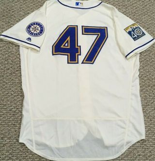 PAZOS 47 size 50 2017 Seattle Mariners Home Cream game jersey 40TH MLB 3