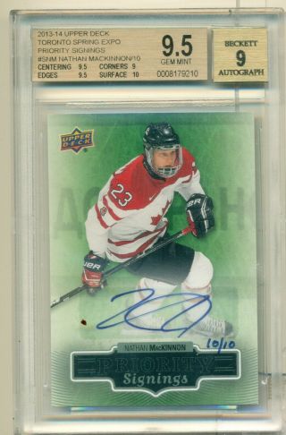 2013 - 14 Ud Spring Expo Priority Signings 10/10 Nathan Mackinnon Auto Bgs 9.  5