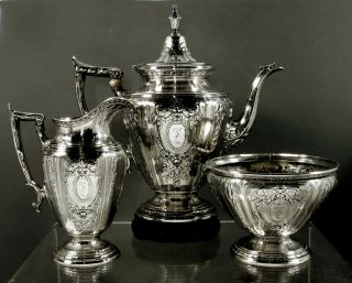 Gorham Sterling Silver Tea Set 1919 - Maintenon Pattern