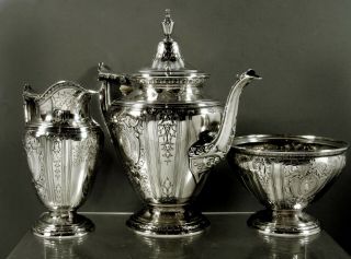 Gorham Sterling Silver Tea Set 1919 - Maintenon Pattern 2