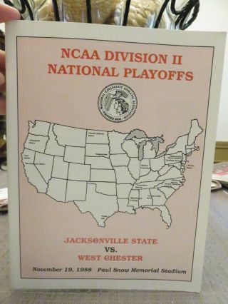 Jacksonville State Vs.  West Chester Div.  Ii Playoffs Football Program 11/19/1988