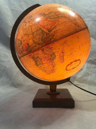 Vintage Replogle Heirloom World Illuminated 12 " Diameter Globe Hardwood Stand