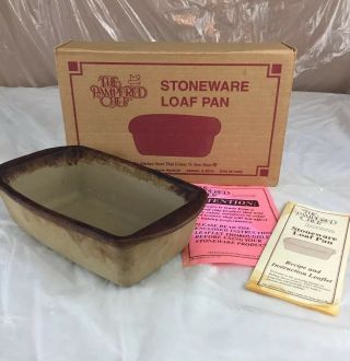 Pampered Chef Stoneware Loaf Pan Bread Meatloaf Cake Pan Seasoned Box Vintage 96