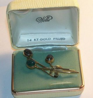 Vintage Wells 14k Gold Filled Carved Scarab Beetle Flower Brooch Pin