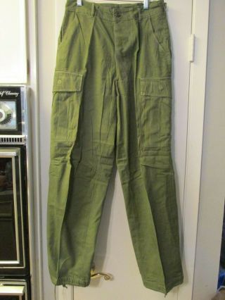 Vintage Vietnam War Us Army Og - 107 Tropical Wr Poplin Combat Pants Small Reg
