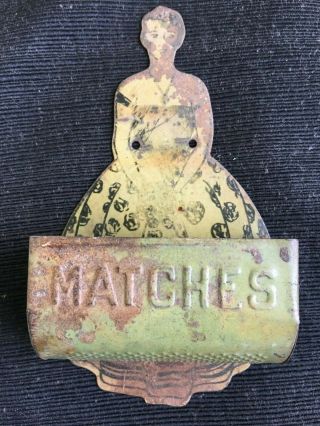 Vintage/antique Tin Litho Victorian Lady Match Safe/holder Unusual