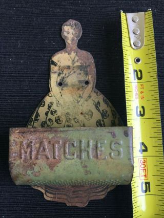 Vintage/Antique Tin Litho Victorian Lady Match Safe/Holder Unusual 2