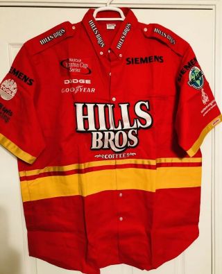 Vintage Nascar Crew Shirt Bill Davis Racing Stricklin Hills Bros Coffee Dodge 2x