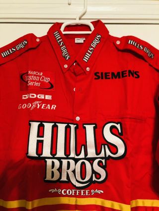 Vintage NASCAR Crew Shirt Bill Davis Racing Stricklin Hills Bros Coffee Dodge 2X 3
