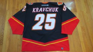 2001 - 02 Igor Kravchuk Calgary Flames Horse Head Game Worn Hockey Jersey 2