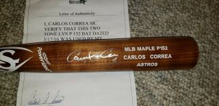 CARLOS CORREA HOUSTON ASTROS 2016 GAME AUTOGRAPH BAT MLB WORLD CHAMPION LOA 2
