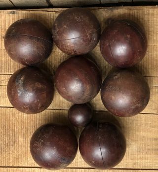Set Of Vintage Antique Wooden Bocce Ball Balls Made In Argentina Lawn Game 2