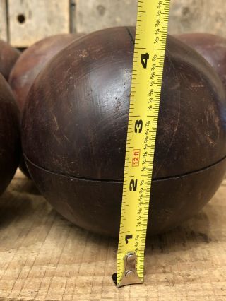 Set Of Vintage Antique Wooden Bocce Ball Balls Made In Argentina Lawn Game 3