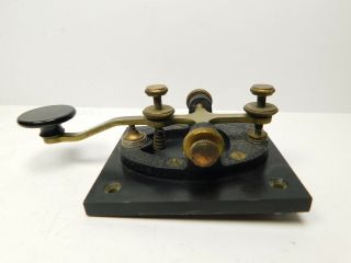 Vintage Metal Straight Telegraph Key On Base For Ham Radio Cw Morse Code