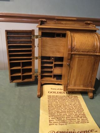 Vintage Dollhouse Miniature Oak Wooten Desk