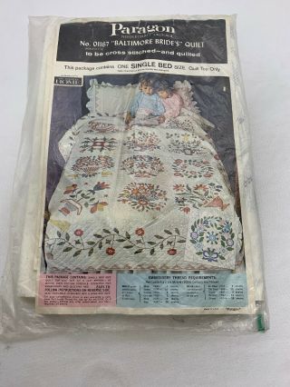 Vintage Paragon " Baltimore Brides " Cross Stitch Quilt Kit No.  01167 Single Bed
