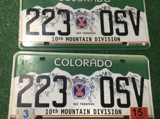 Colorado Co License Plate 10th Mountain Division Ski Troopers