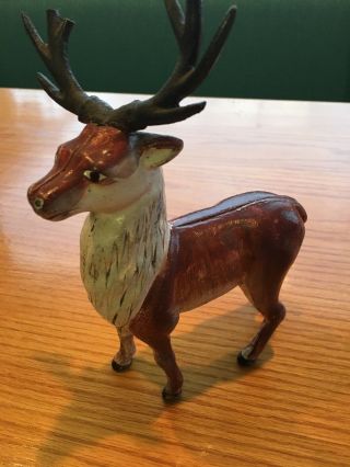 Antique Reindeer Deer Elk Large Cast Iron Bank Holiday Decor 9” Tall