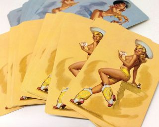 Rare 1940s Vintage Western Nude Ladies Twin - Pack Playing Cards