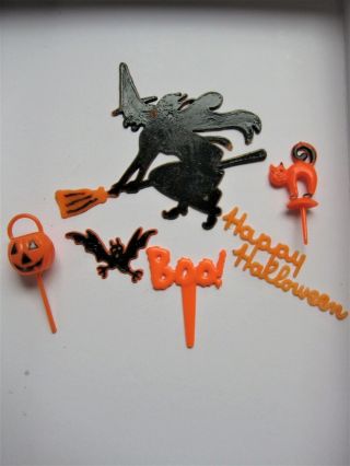 Vintage Halloween Cake Cupcake Toppers