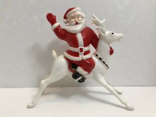 Vtg Hard Plastic Miller Electric Hi Ho Santa Claus Riding Reindeer Figure Light