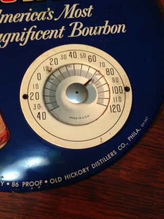 Antique Vintage Old Hickory Bourbon Whiskey Advertising Thermometer Sign 2