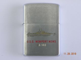 Zippo U.  S.  S.  Newport News Ca 148 Vintage Vietnam Era Us Navy