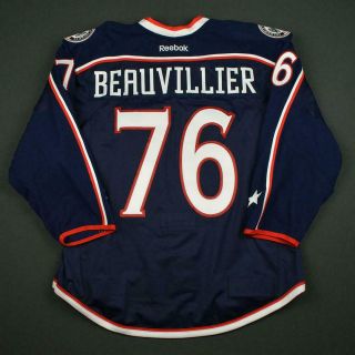 2016 - 17 Francis Beauvillier Columbus Blue Jackets Game Issued Hockey Jersey 2