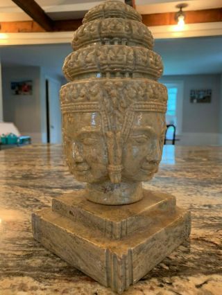 Fine Carved Stone Statue Of Buddha Head Four Faces