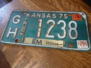 Vintage 1975 Kansas Truck License Plate 1238