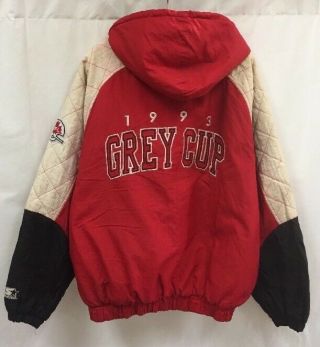 Vintage Grey Cup 1993 Calgary Cfl Starter Insulated Jacket Size Xl