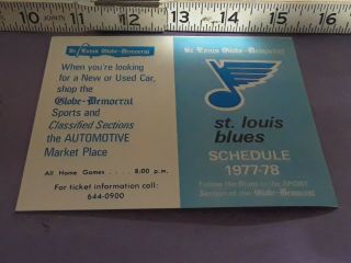 1977 - 78 St Louis Blues Schedule