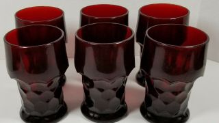 Ruby Red Goblets No Markings Vintage Set Of Six