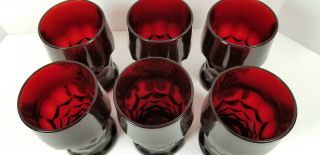 Ruby Red Goblets No Markings Vintage Set Of Six 2