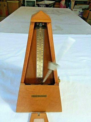 Vintage Seth Thomas Metronome 10 Maple Wood & Brass Model E873 - 008 Cat.  1102