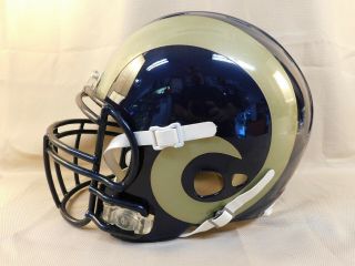 Game Issued St Louis Rams Nfl Helmet Los Angeles Rams Gold Horns