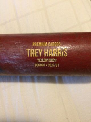 Trey Harris Game Bat Cracked Atlanta Braves Minor League Player Of The Year
