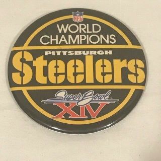 Pittsburgh Steelers Bowl Xiv World Champions Pin 3 3/8 " - G/vgc - Vintage
