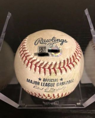 PETER PETE ALONSO GAME AUTO INSCR 1ST CAREER PLAY AT 1B IN MLB DEBUT BALL 3