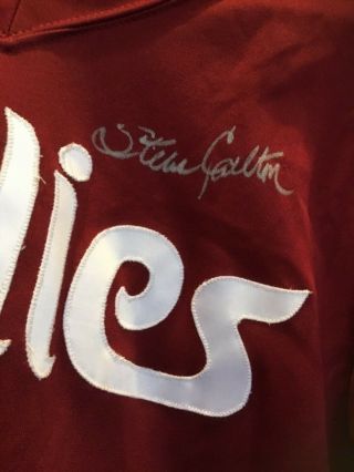 Game used/worn/autographed Steve Carlton Phillies jersey.  Wilson size 48 2