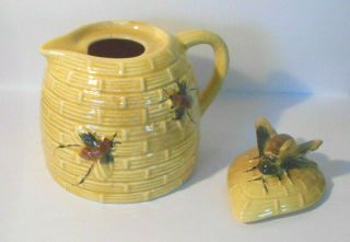 Vintage Ceramic Majolica Bee Hive Honey Pot Pitcher Unmarked