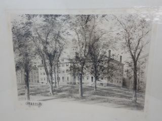Rare Antique Print - Dartmouth College Richard Rummell Early 1900s Engraving