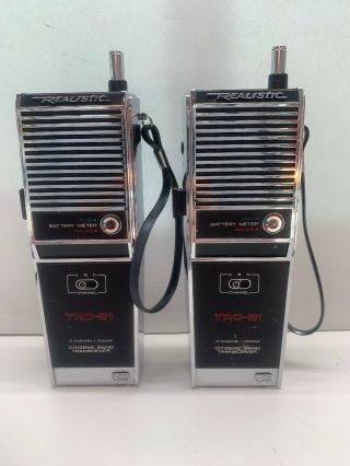 2 Vintage Radio Shack Realistic Trc - 81 Walkie Talkie Handheld Cb Radio Ww