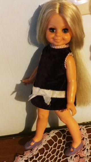 Vintage 1970 Ideal Velvet Grow Hair Doll In Clothes Crissy Family 15 "