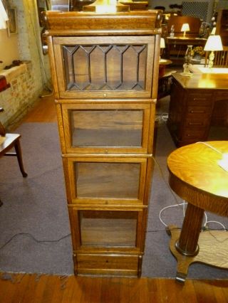 Antique Oak Bookcase Lawyers barrister 1/2 size 17 