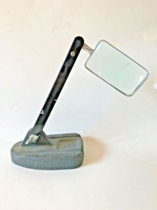 Vintage Atco 2674 Magnifying Glass Adjustable Stand Cast Iron Base Industrial