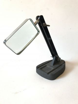 Vintage ATCO 2674 Magnifying Glass ADJUSTABLE Stand Cast Iron Base Industrial 3