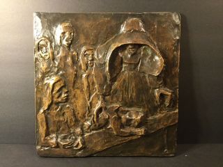 An Antique Bronze Relief Plaque/ Manner Of Ernest Barlach (german,  1870 - 1938)